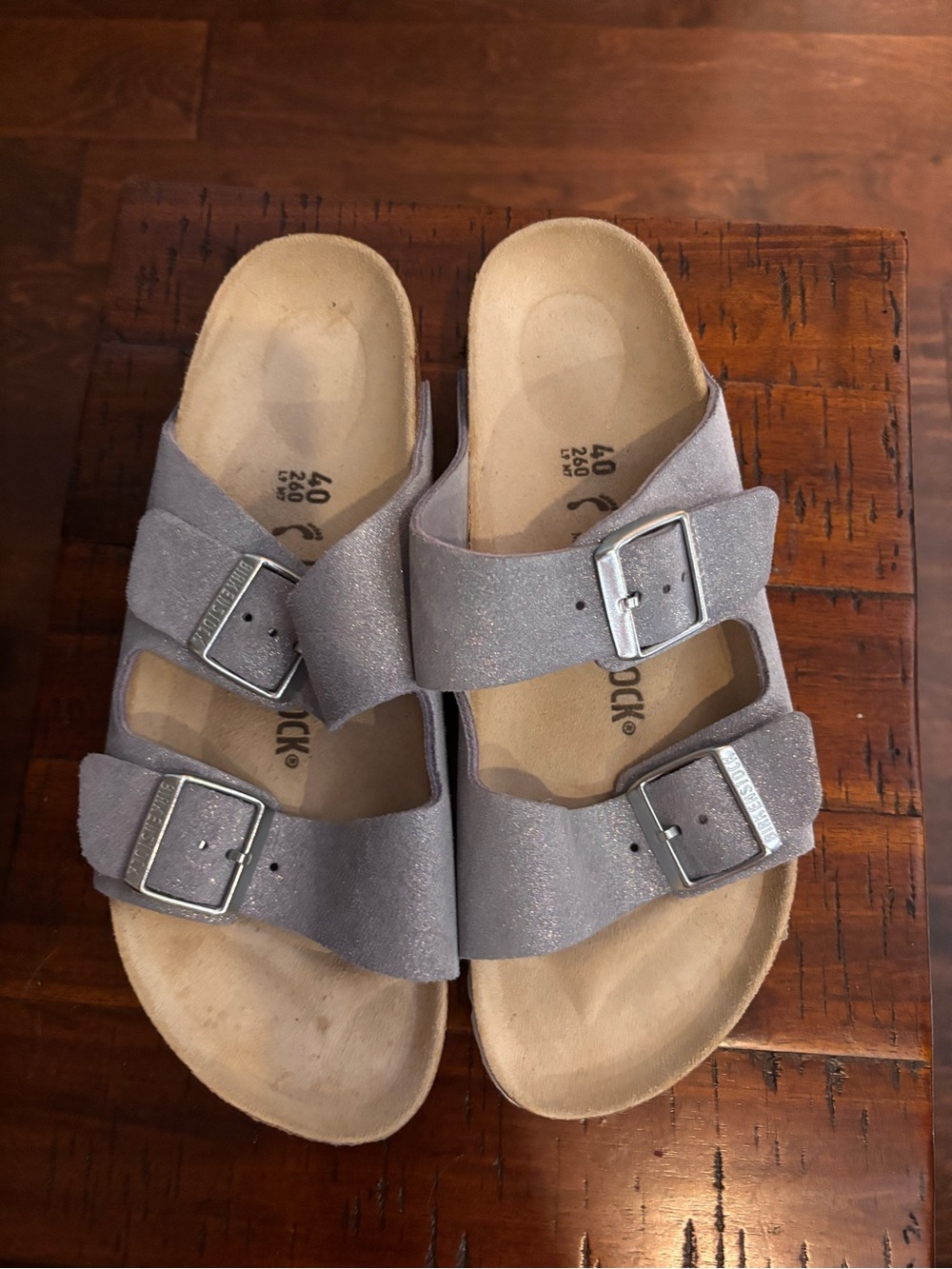 Birkenstock Women’s Arizona Double Strap Sandal - Light Blue with a Shimmer